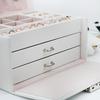 3 Layers PU Jewelry Box Organizer Large Ring Necklace Necklace Holder Cosmetic Leather Jewelry Case with Lock for Women | Storage Boxes and Containers