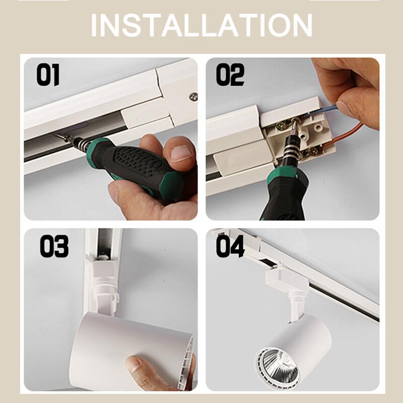 3pcs Led Track Lights Lamp 220V COB Track Lighting Fixture 12/20/30W/40W Spotlights Rail Spots Light Lamps for Shop Home Kitchen