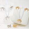 Stylish Bowknot Jewelry Set Personalized Necklace Ear Studs Rings Adornment