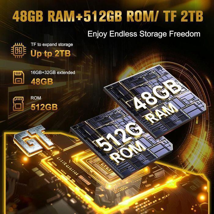 Oukitel WP60 5G Smartphone Robuste 48GO+512GO 10000mAh 108MP Caméra 7,2'' 120Hz Écran IP68 Téléphone Portable Dual SIM NFC - Jaune