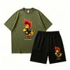 Kids Punk Chicken Fun Printed 11 Colors Outdoor Street Kids T-shirt and Shorts 2 Piece Set Summer Home Casual Outfit Boy and Girl's Sports Set