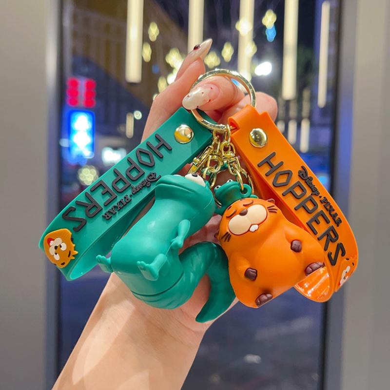 3D Милый Оранжевый Бобр Брелок Мультяшный Животный Кукла Подвеска Брелоки Шарм для Сумки Брелок для Ключей Автомобиля Аксессуары Подарок