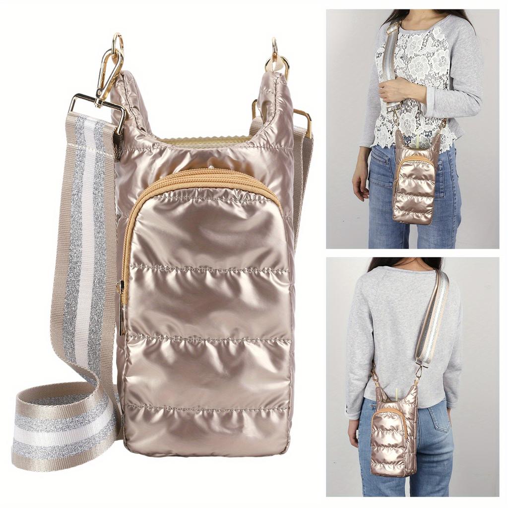 1 шт. Сумка-переноска для бутылки с водой, сумка-кроссбоди, рукав-держатель для бутылки с водой с плечевым ремнем, стеганый мягкий чехол для бутылки с водой, сумки