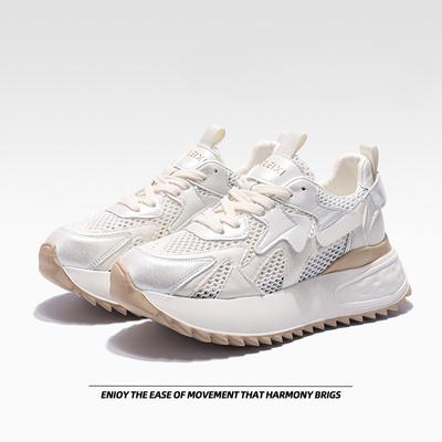 Туфли-лодочки с толстой подошвой из сетки, женские туфли, белые туфли, повседневные туфли Pops