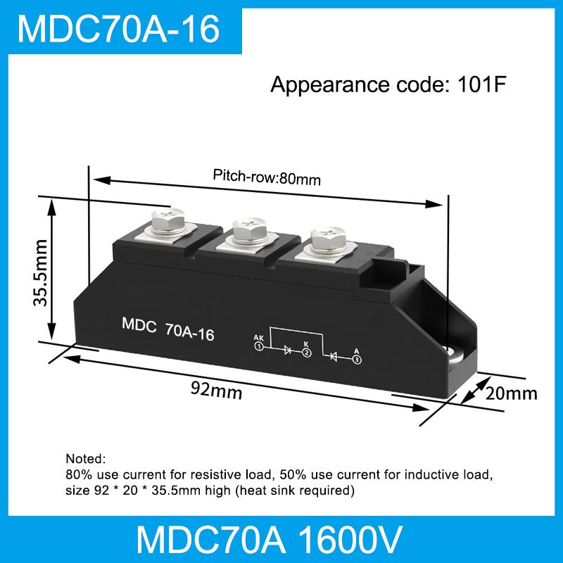 Однофазный выпрямительный ламповый высокомощный MDC 25A 55A 70A 90A 110A 130A 200A 250A 1600V выпрямительный мостовой диодный транзисторный модуль