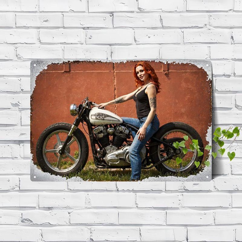 Vintage Tin Sign Retro Motorcycle Garage Wall Decor Bar Man Cave Artwork