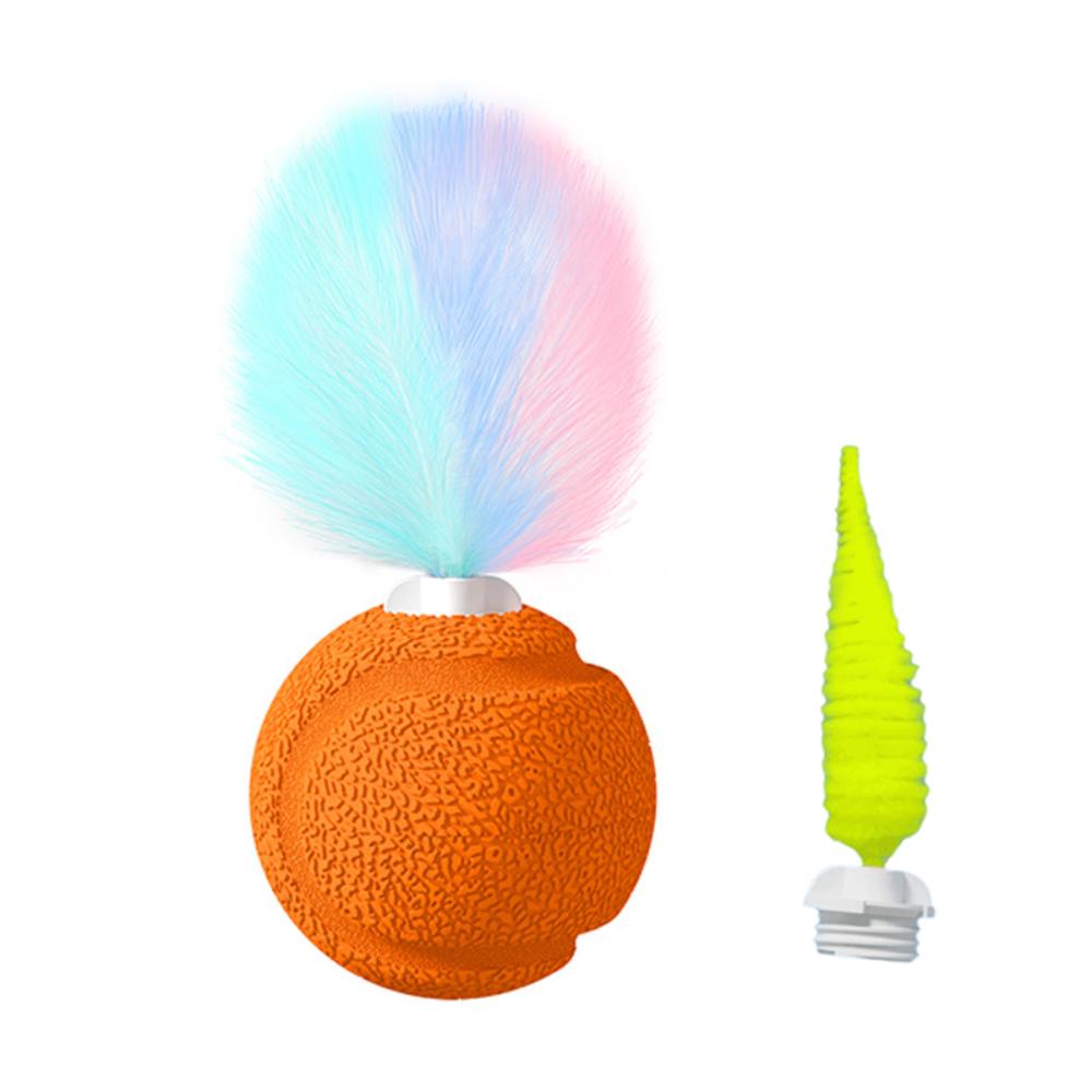 With Sound Interactive Cat Ball With Feathers Self-entertainment Training Pet Bouncy Ball TPU Interactive Cat Toy Ball