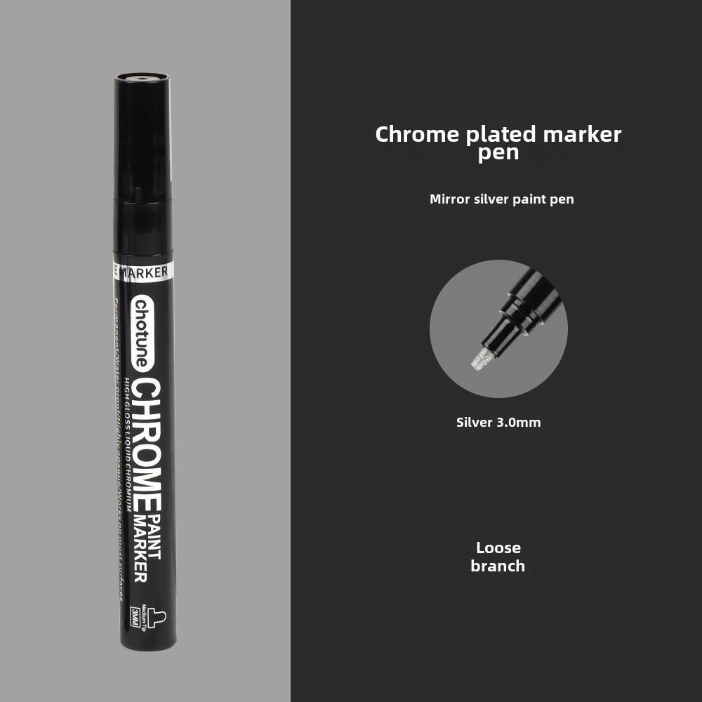 Chrome Mirror Marker: Electroplated Silver Reflective DIY Pen for Gundam Models, Glass, and Metal Painting.