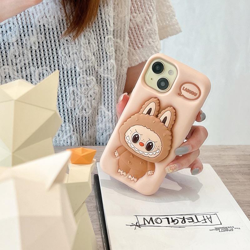 1Pc Kawaii Labubu Phone Case Holder Anti Slip Anti Fall Protective Cover Cute Cartoon Suitable for Iphone15promax Iphone13pro 14pro