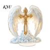 Decorative Cross for Desk Angel Wings Table Sign, Acrylic Religious Wing Statue, Large Elegant Desktop Ornament Tabletop Ornaments Home Living