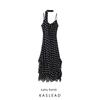 Kaslead New Arrival Women's Clothing Fashion Style Fashion Silm Polka Dot Scarf Decoration Ruffles Dress