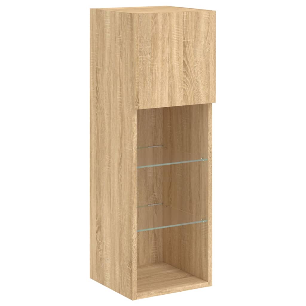 4 Piece TV Wall Unit with LED Lights Sonoma Oak
