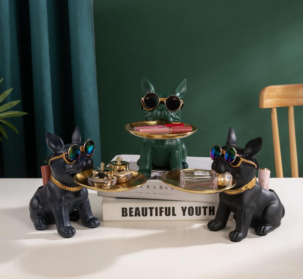 1 шт. Статуэтка собаки из смолы, украшение для гостиной, скульптура собаки, украшение для подноса, украшение для семейного французского бульдога, украшение для внутреннего офисного стола