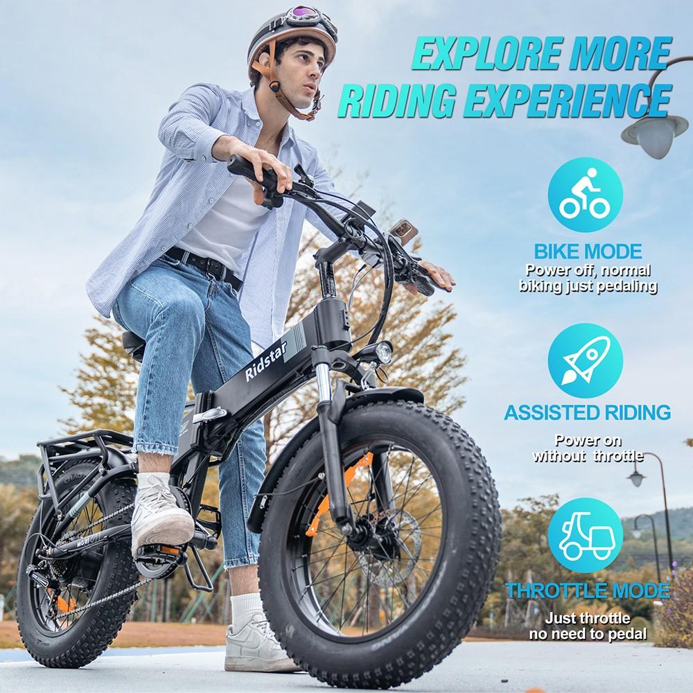 Ridstar H20 Pro Electric Bike, 1000W*2 Motor, 48V 23AH Battery, 20*4 Inch Fat Tires, 49km/h Max Speed, 112km Range