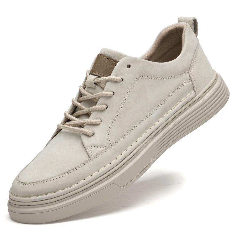 Plus Size Men's Skate Shoes, Size 47, Pigskin Top Layer, British Style, Thick Sole, Youth Casual Fashion Sneakers