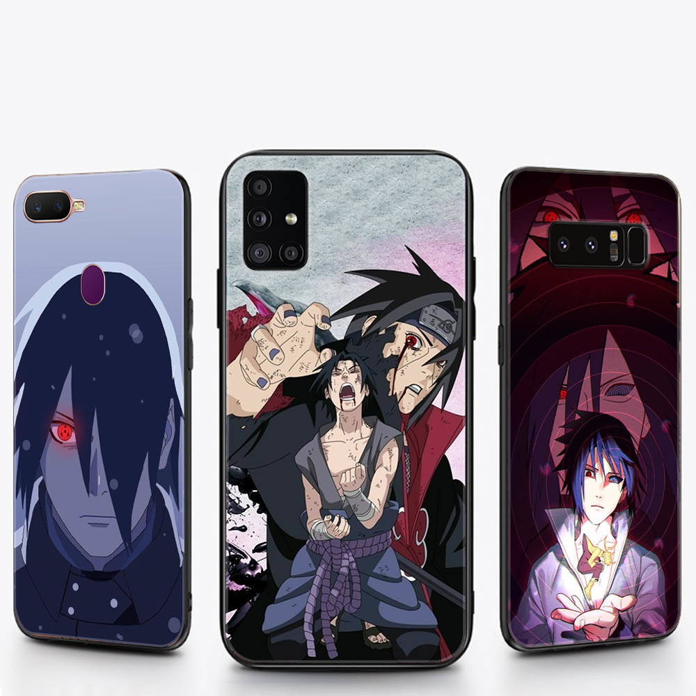 Мягкий черный чехол W-40 Naruto Uchiha Sasuke для iPhone 11 12 13 14 15 6 7 8 X XS Pro Max XR Samsung S21 S22 S23 S24 FE Ultra S8 Plus