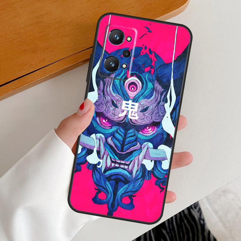 Japanese Oni Hannya Demon Mask For Realme 14 10 11 12 13 Pro Plus GT6 GT7 15 Pro C65 C67 C63 C61 C55 C51 C53 C35 C75 Case