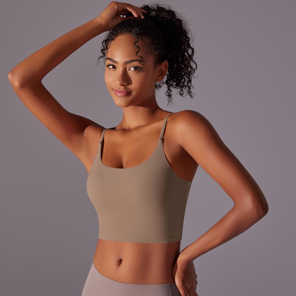 Auroth Sleeveless Sports Vest Women Shockproof Yoga Bra Push Up Gym Workout Crop Top Solid Color Fitness Top
