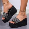 35-43 Large Size Cool Slippers Fashionable Fish Mouth Wedge Heel Sequins Large Size Outer Wear Women's Shoes