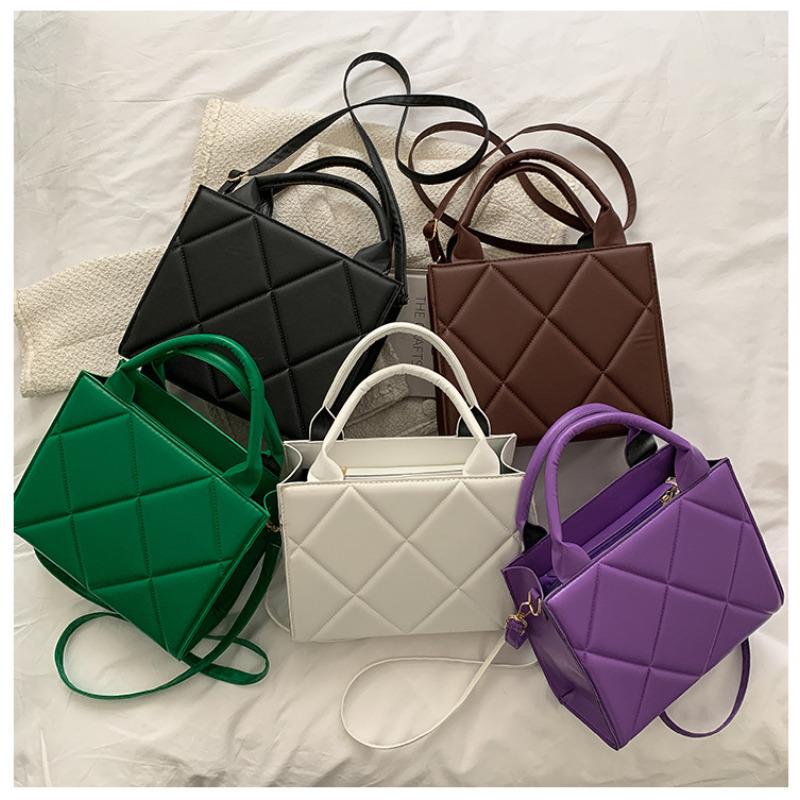 Quilted Faux Leather Tote Bag for Women Medium Capacity Shoulder Crossbody KTB