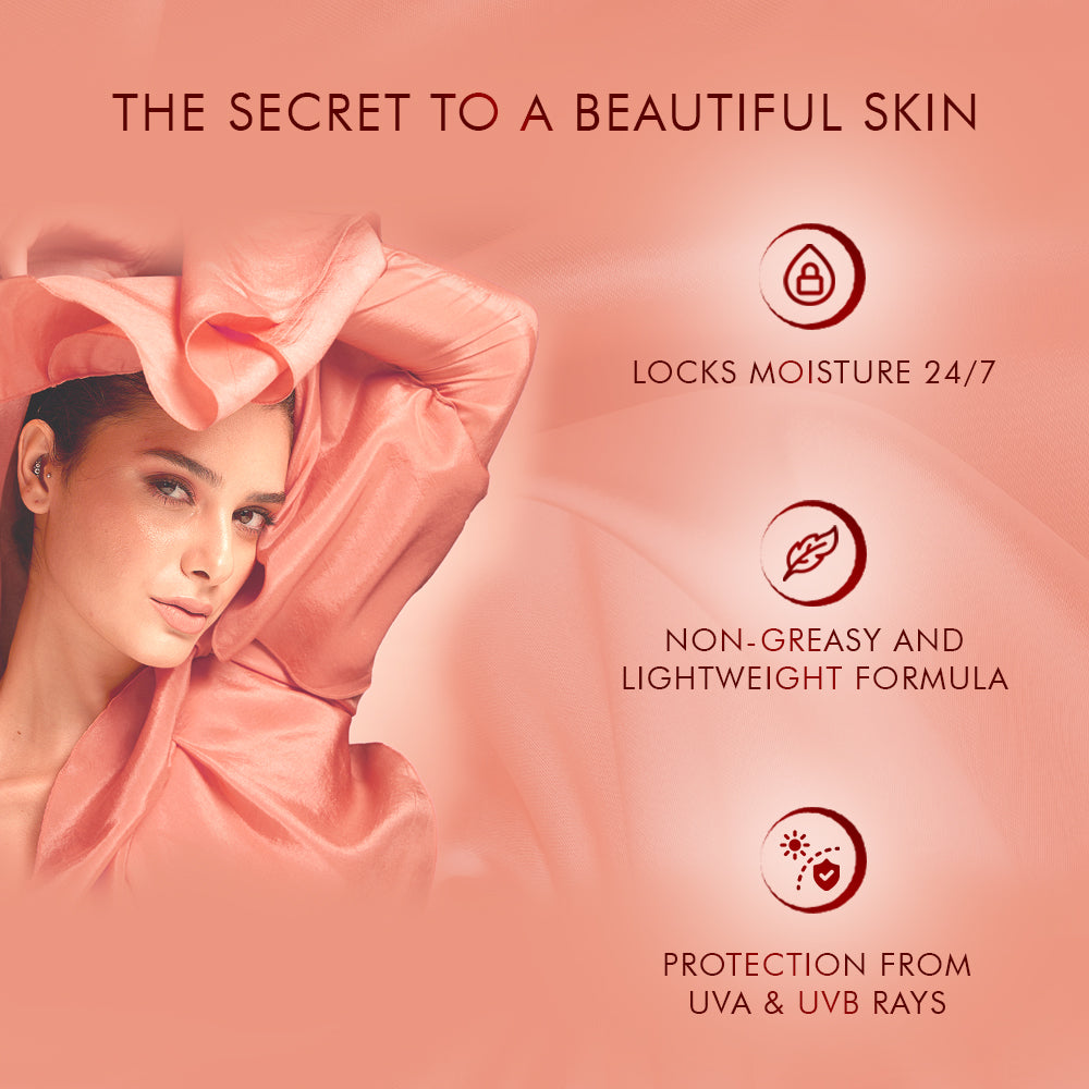 LAKME Увлажняющий крем с персиковым молочком, солнцезащитный лосьон SPF 24, удерживает влагу на 12 часов, защищает от солнца