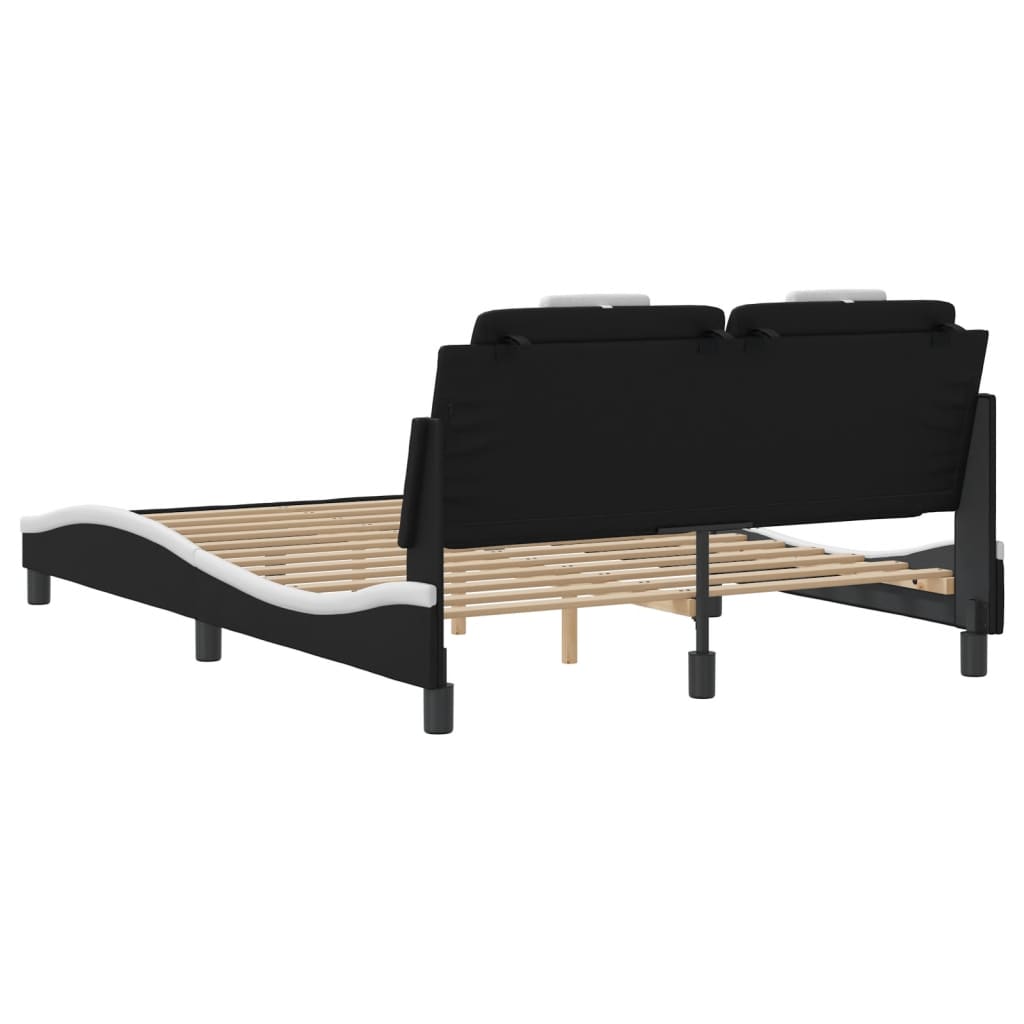 Viana Bed Frame with LED Lights without Mattress Black and White 140x200 cm