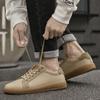 Fashion Brand Men Casual Leather Antiskid Designer Sneakers Stylish Lace-Up Walking Vulcanized Shoes Comfy Genuine Leather Oxford Shoes