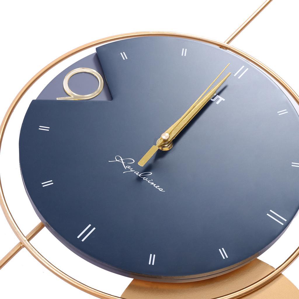 Современные 3D Сине-Золотые Настенные Часы Бесшумные с Плавным Ходом на Батарейках Железные Арт Деко для Гостиной Спальни Кафе