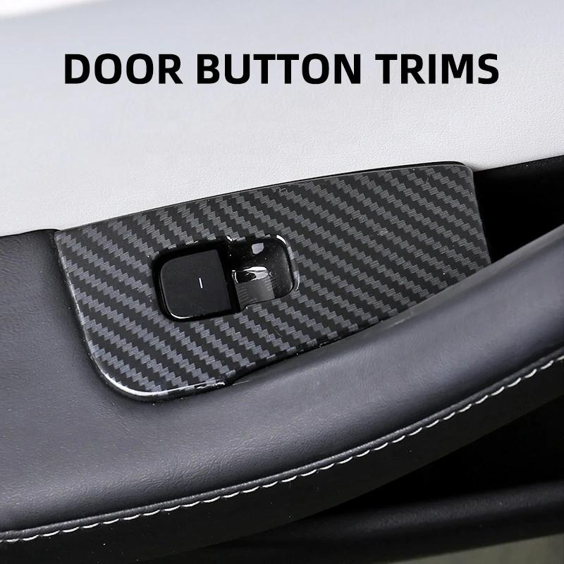 14 шт. для модели Tesla 3 года 2017-2023, кнопки переключателя стеклоподъемника, декоративная крышка, наклейка, чехол из углеродного волокна, ABS