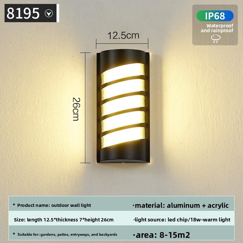 Modern Waterproof LED Wall Lamp with Aluminum Source IP65 Rating for Outdoor Corridor Balcony Villa Garden Wall-Mounted Lighting