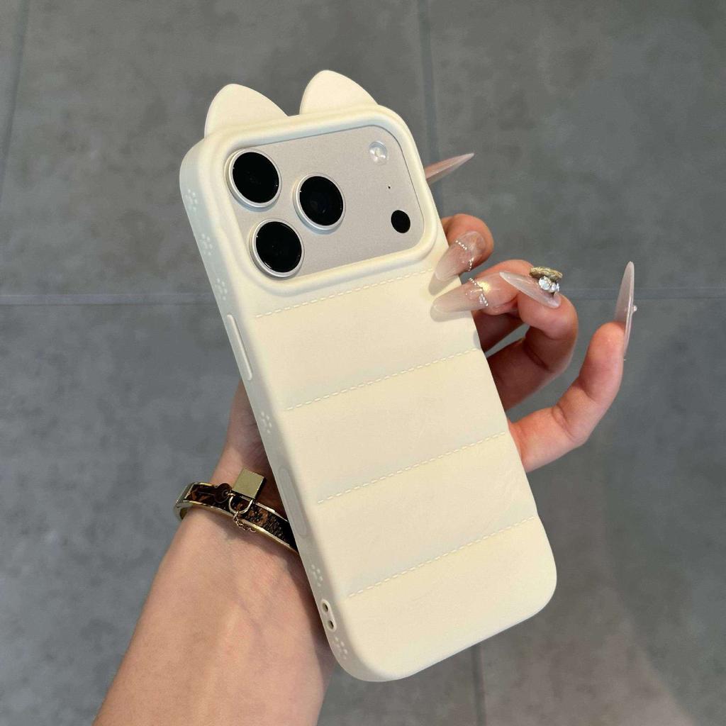 Удачливые кошачьи ушки на чехол для мобильного телефона Apple Pro Max дофамин iPhone / мягкий чехол противоударный