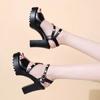 Fashion 2024 High Quality Shoes Female Ankle Strap Slingbacks Women's Sandals Summer Open Toe Buckle Rhinestones Chunky Heels Sandals