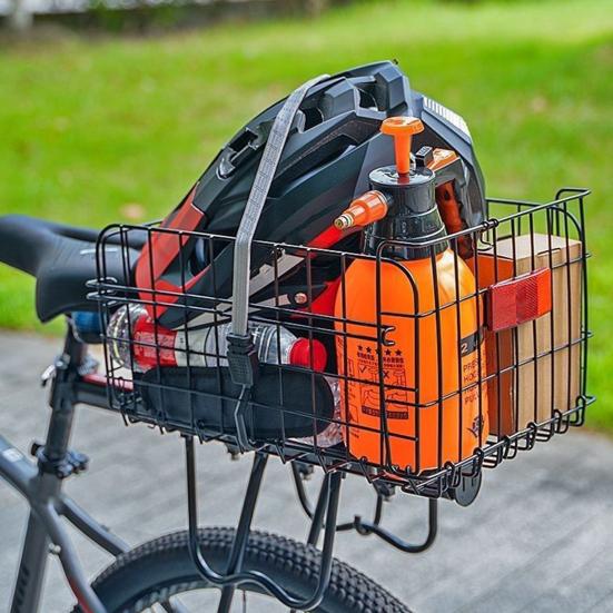 Корзина для заднего багажника велосипеда с вкладышем, складная, сверхпрочная, большой вместимости, выдерживает 56 фунтов, универсальная, металлическая, для горного, дорожного велосипеда