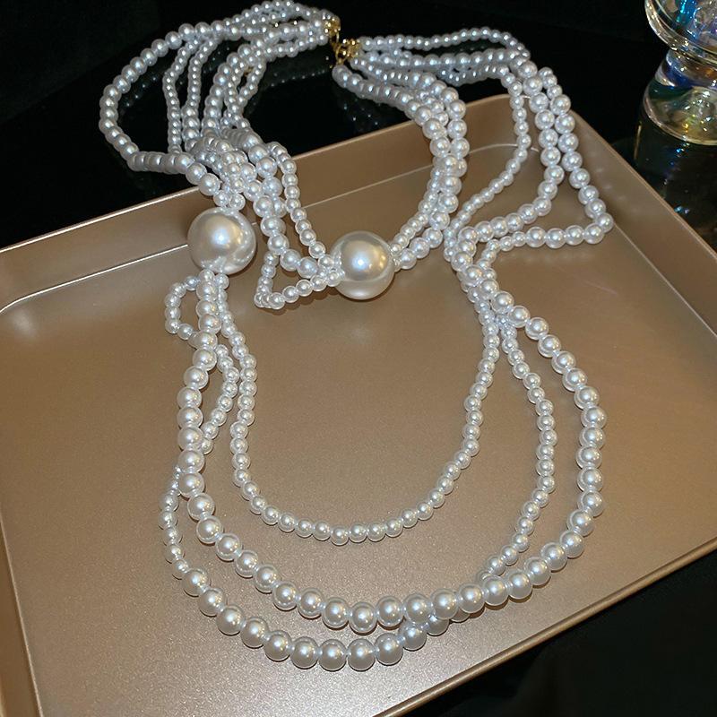 Элегантное и очень длинное ожерелье, модная и универсальная цепочка для свитера, ретро и элитный аксессуар.