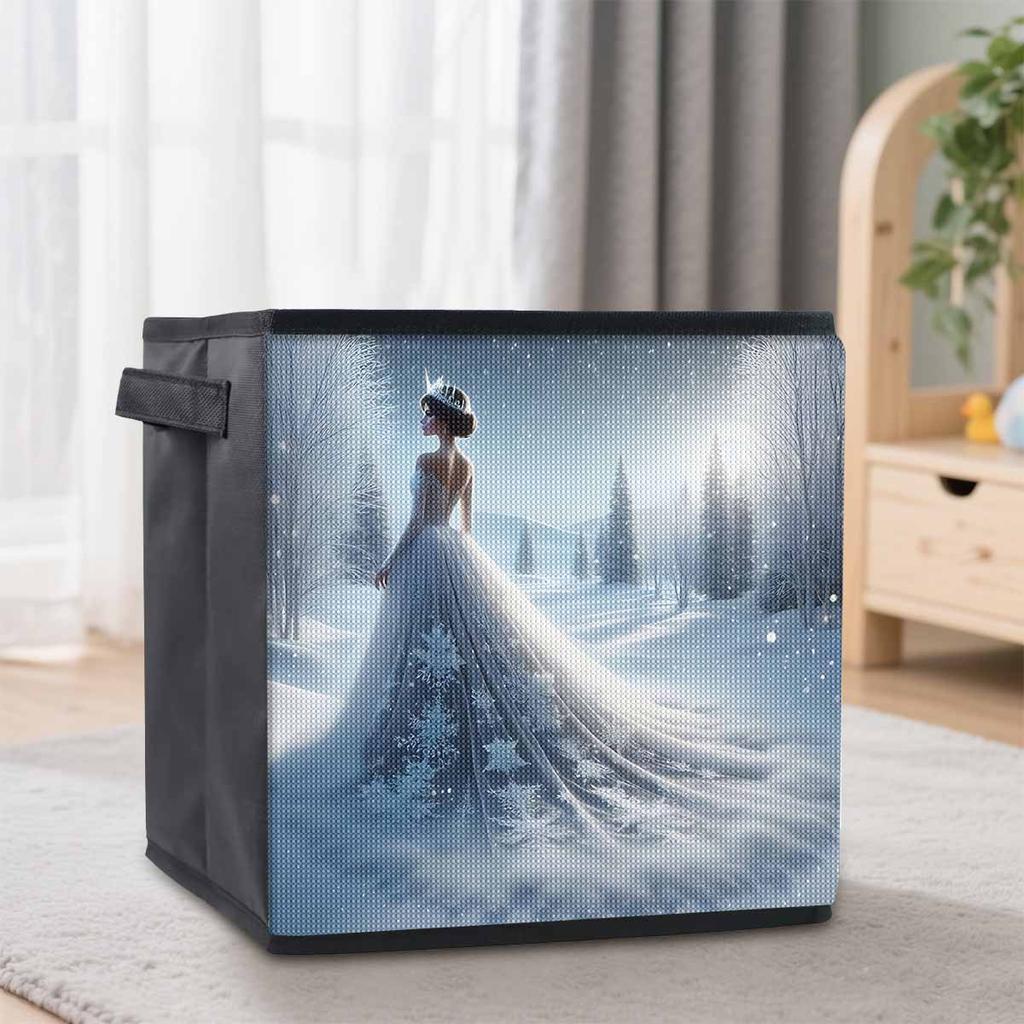 Подол платья в снегу 5D Алмазная живопись корзина для хранения полная круглая выкладка мозаика алмазная вышивка наборы для вышивания крестом домашний декор домашний декор