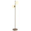 Living Room Floor Lamp with 2-Piece Glass Lampshade, Floor Lamp Standing Lamp with 2 E27 Sockets for Living Room Bedroom, Excl. Light Bulb