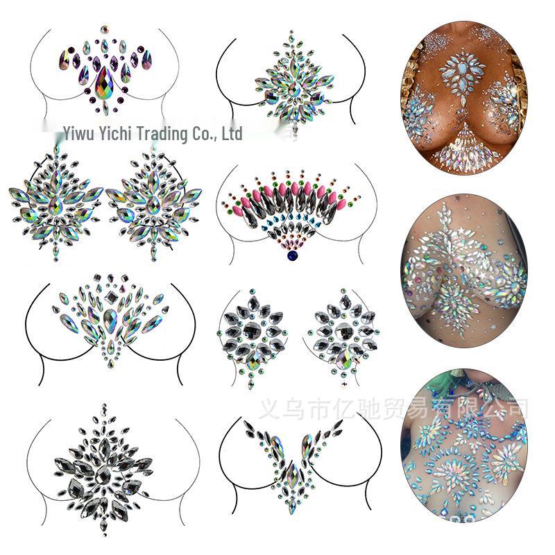 Блестящие тату-наклейки для макияжа и украшения груди на карнавал