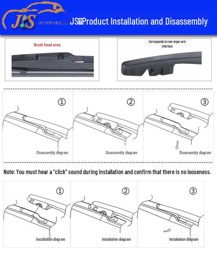 Задний дворник BAIC Senova X55 - Совместим с 15 моделями, Пластиковый каркас, Резиновая полоска из натурального каучука