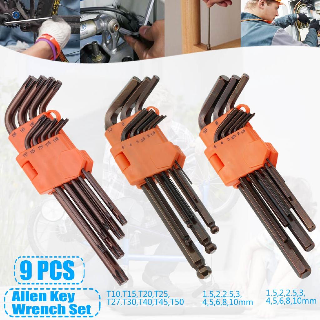 9 шт. Набор шестигранных ключей Allen Extra-long Arm AllenTorque Sae Metric Torx Широко