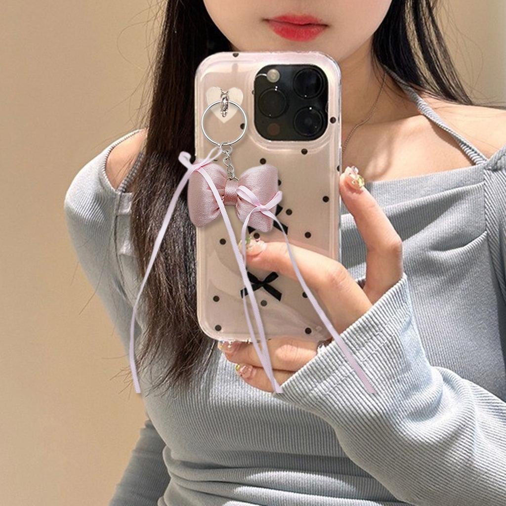 Sweet Ribbon Bowknot Keychain Pendant Keyring Charm Lovely Hanging Decorations for Purse Bag Backpack Handbag Wallet