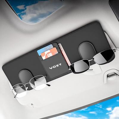 Держатель для солнцезащитных очков в автомобиль Toyota Voxy с 2 зажимами для очков и 3 креплениями для карт на козырек Совместим с Voxy и 70 Надежно ПУ Магнитный Легко Большого размера
