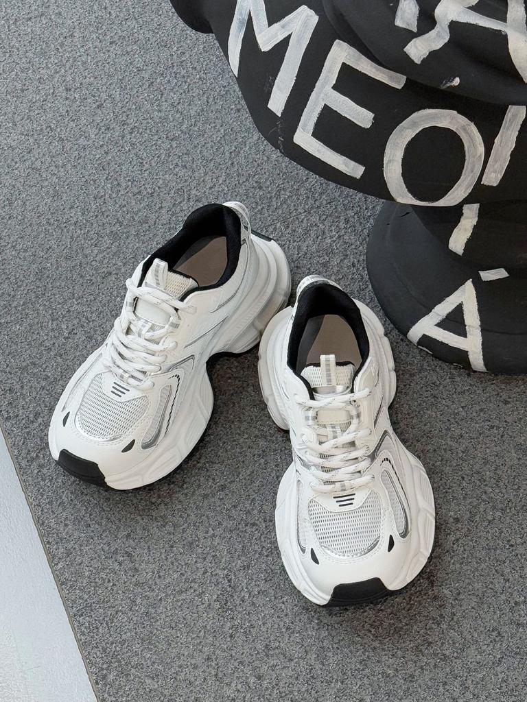 Summer Thin Dad Shoes Women's New Versatile Leather Thick-soled Single Mesh Breathable Casual Sports Shoes Tide