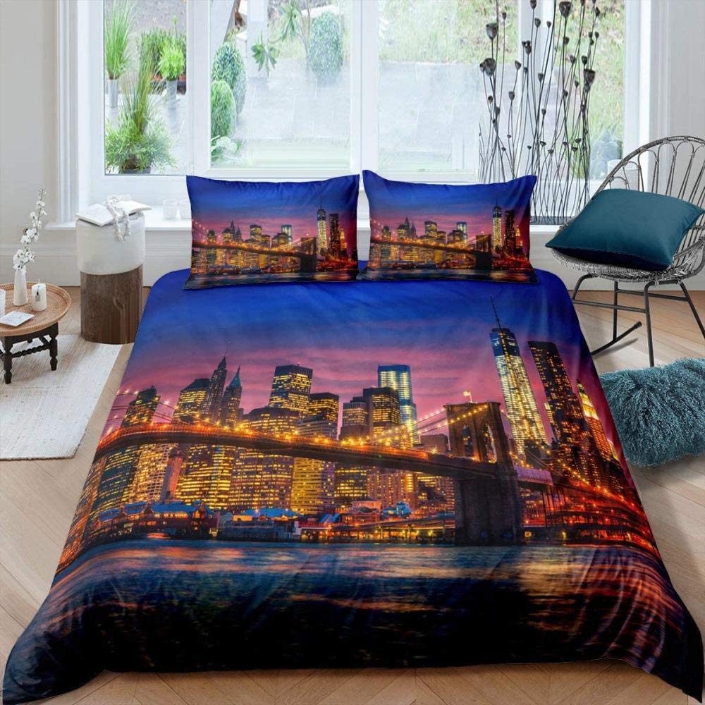 Bridge Landscape Digital Printing Duvet Cover Set For Kids Boys Girls Polyester Bedding Set Double Single Size With Pillowcase