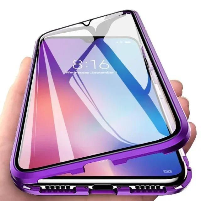 Полная защита Металлический магнитный чехол для Samsung A57/37/17/56/36/26/16/55/35/25 S26 ULtra s25 plus s24 Двусторонний стеклянный чехол