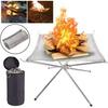 Portable Folding Firepit with Stainless Steel Grill Mesh Easy Setup Collapsible Outdoor