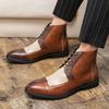 Leather Men's Shoes Lace Up Chelsea Boots Luxury S Casual Business Shoes High-top Pointed-toe Men's Boots Big Szie 48