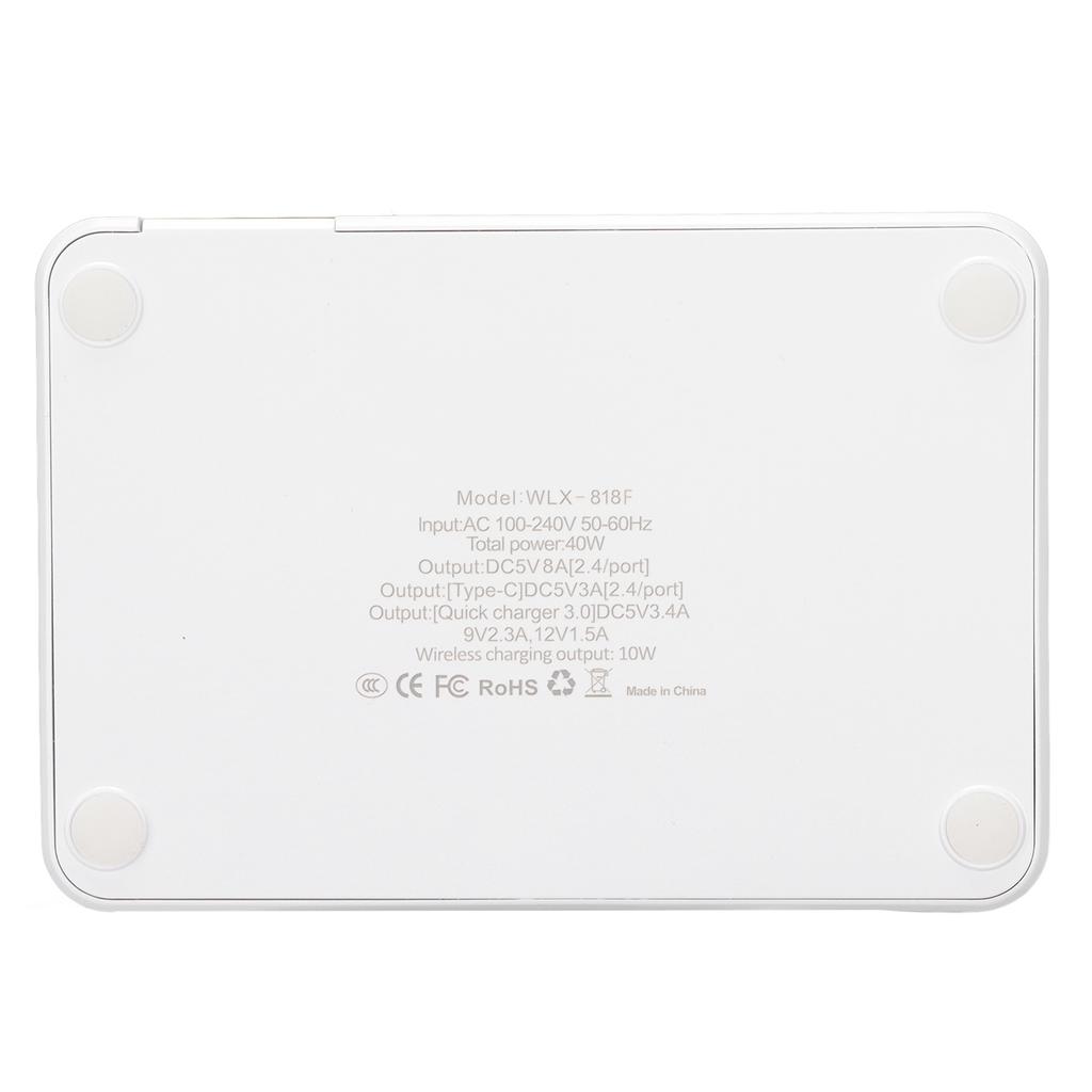 USB-зарядная станция для телефона, блок 40 Вт, 6 портов, QC 3.0, зарядный концентратор, беспроводная зарядная база с ЖК-дисплеем