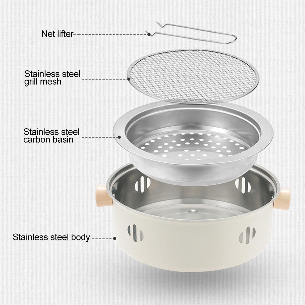 Гриль-барбекю на древесном угле, портативный гриль-сковорода с сеткой для гриля, компактный настольный гриль-барбекю, многофункциональный для кемпинга, пикника