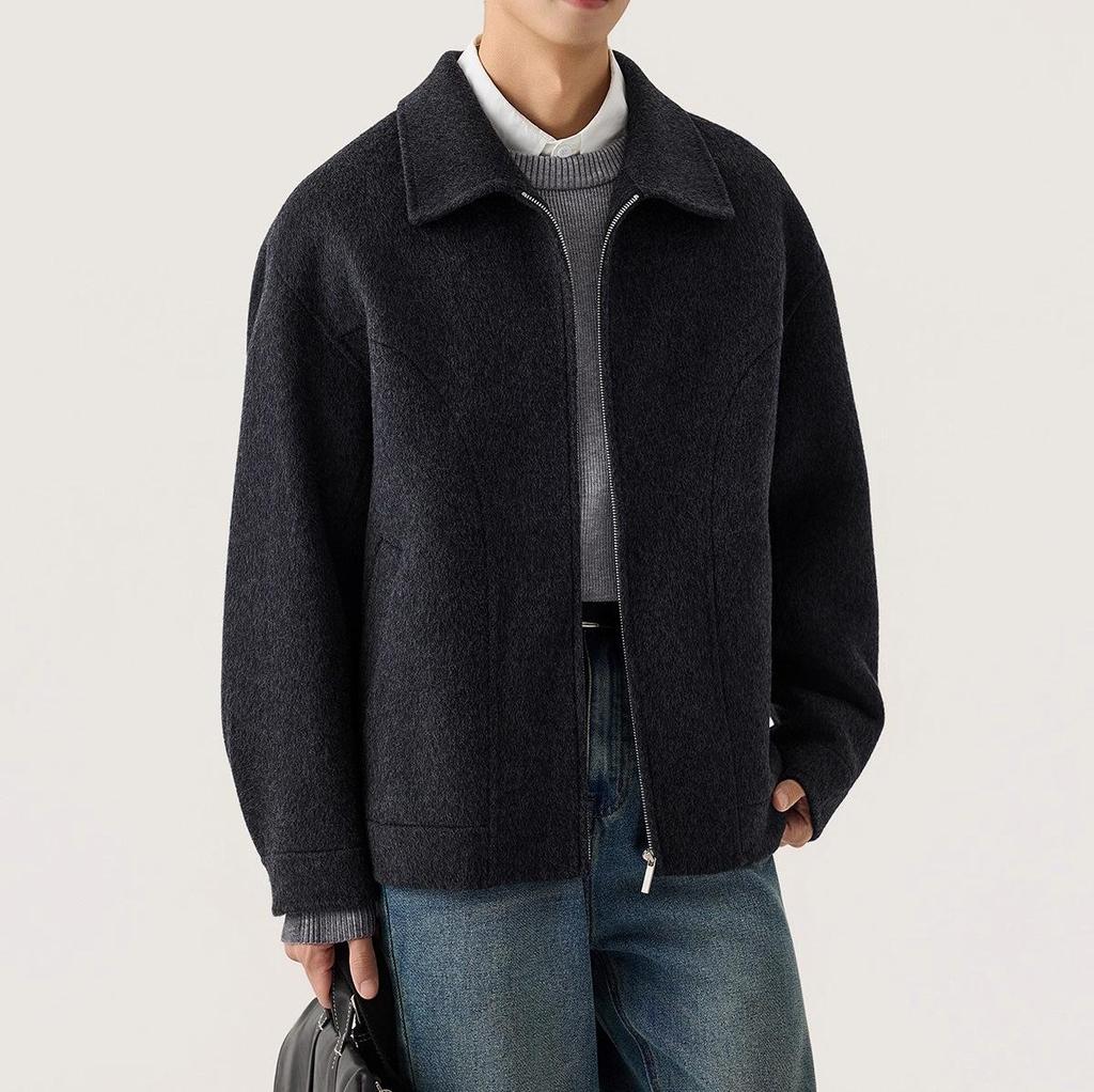 Мужское двустороннее шерстяное пальто с лацканами в итальянском винтажном стиле