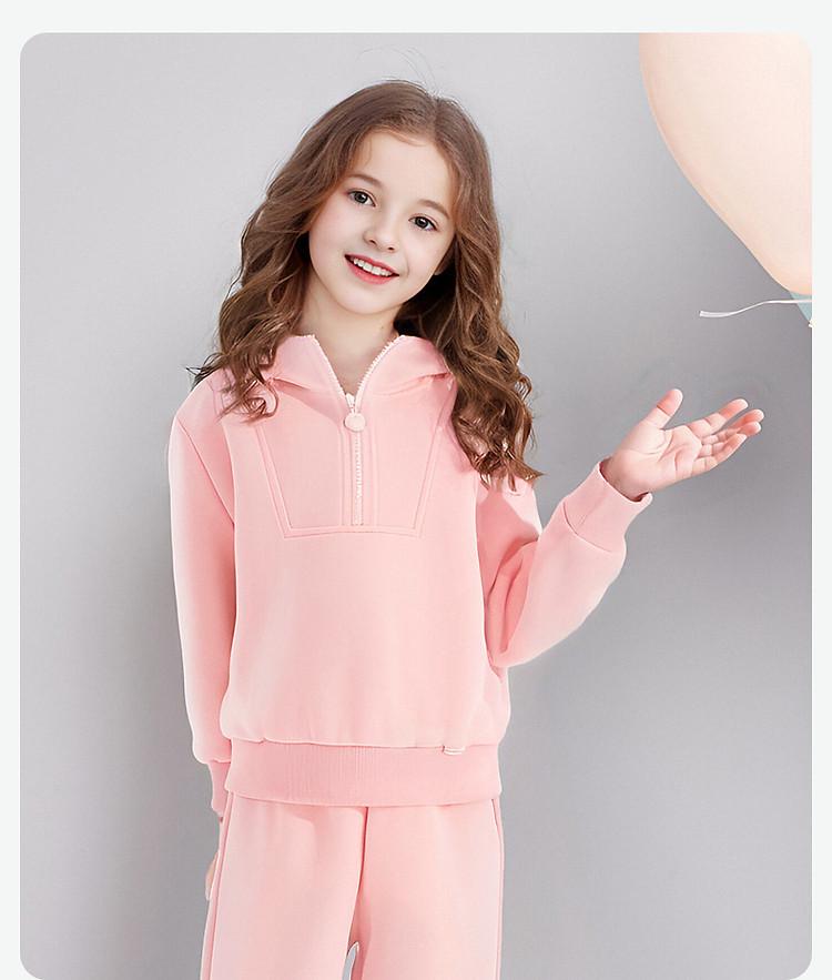 Girls' Hooded Half Zipper Hoodie and Leg Tights Set